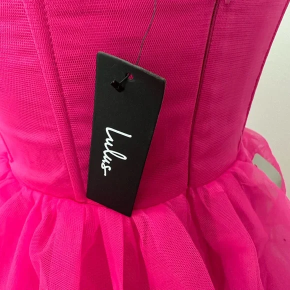 Lulus Rule The Runway Hot Pink Prom Tulle Bustier Tiered Maxi Dress - Size  XS